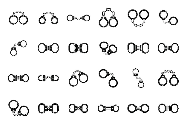 Handcuffs icons set simple vector Police jail Arrest prison