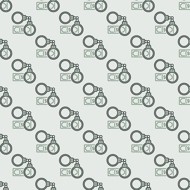 Handcuffs with banknote vector stop corruption colored seamless pattern