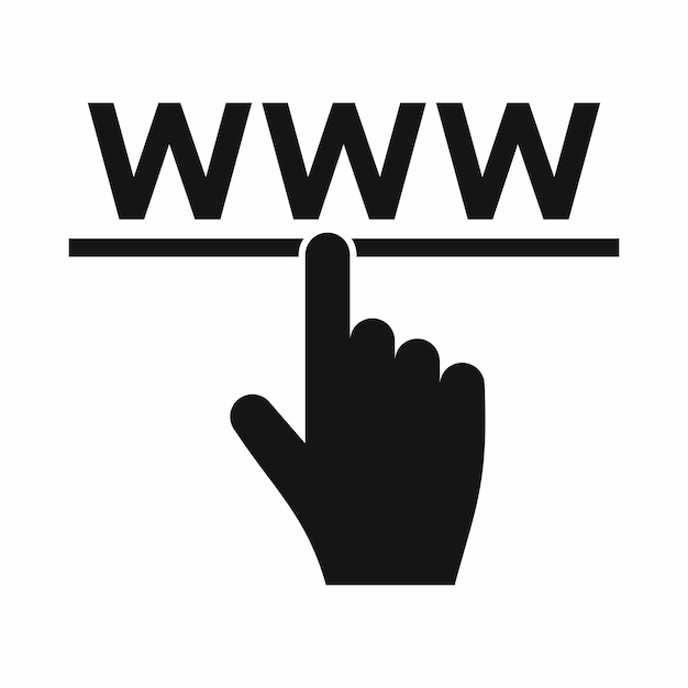 Handcursor en websitepictogram in eenvoudige stijl geïsoleerd op een witte achtergrond