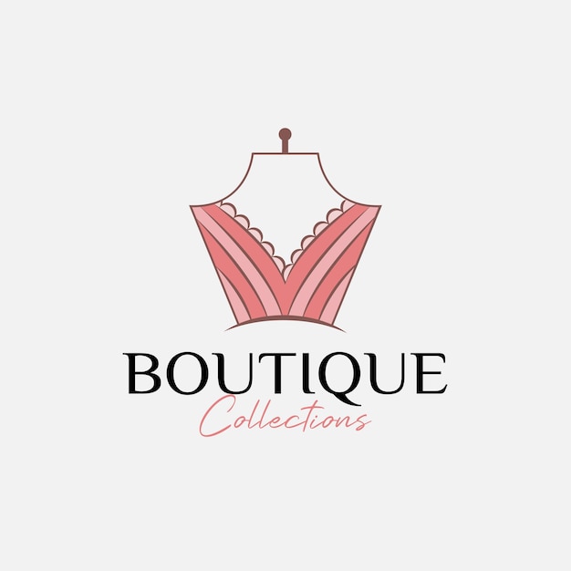 handdraw flat line art dress vector illustration clothing logo for fashion shop boutique business