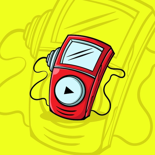 HANDDRAWING MUSIC PLAYER VECTOR ILLUSTRATION