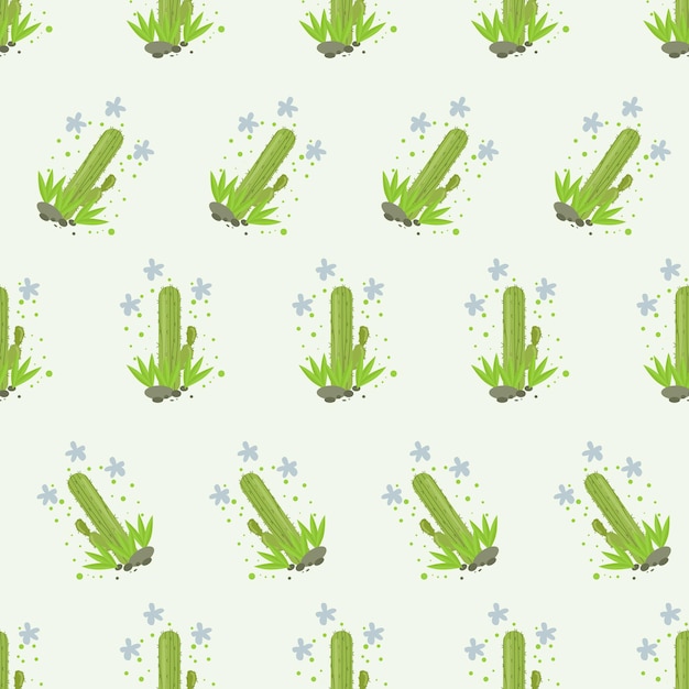 handdrawn abstract cute cactus cartoon seamless pattern premium vector