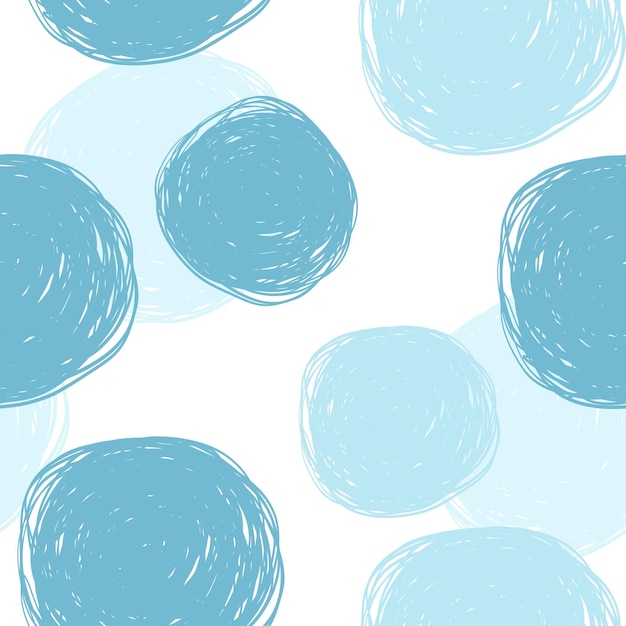 Vector handdrawn abstract seamless pattern with circles and doodles