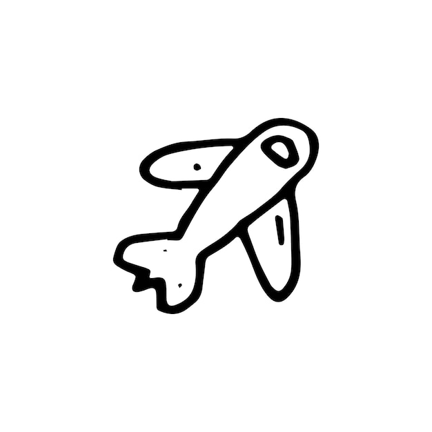 Handdrawn airplane doodle icon. hand drawn black sketch. sign symbol. decoration element. white background. isolated. flat design. vector cartoon illustration.