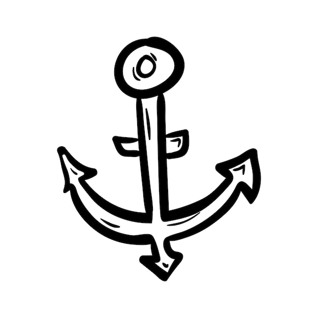 Vector handdrawn anchor doodle icon. hand drawn black sketch. sign symbol. decoration element. white background. isolated. flat design. vector cartoon illustration.