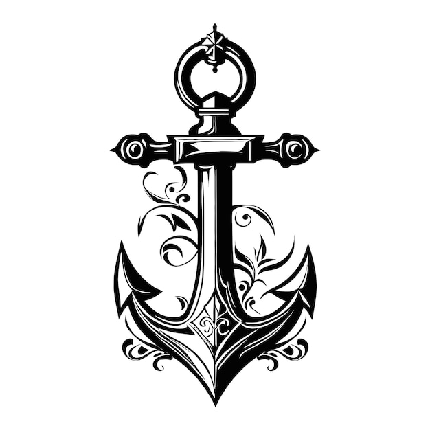 Vector handdrawn anchor tattoo template