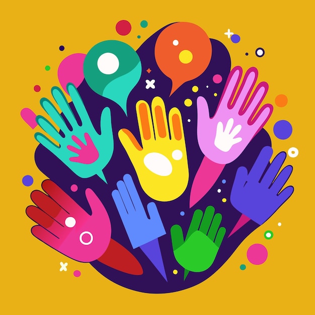HandDrawn Animated Colorful Hands Set