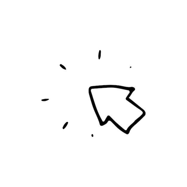 Vector handdrawn arrow cursor doodle icon. hand drawn black sketch. sign symbol. decoration element. white background. isolated. flat design. vector illustration.