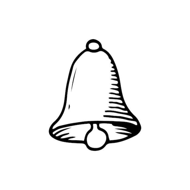 Handdrawn bell doodle icon. hand drawn black sketch. sign cartoon symbol. decoration element. white background. isolated. flat design. vector illustration.