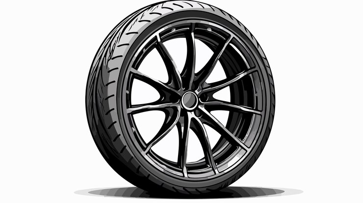 Vector handdrawn black wheel tire with style digital painting
