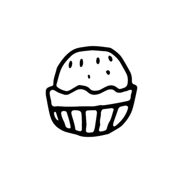 Handdrawn cake doodle icon. Hand drawn black sketch. Sign symbol. Decoration element. White background. Isolated. Flat design. Vector cartoon illustration.