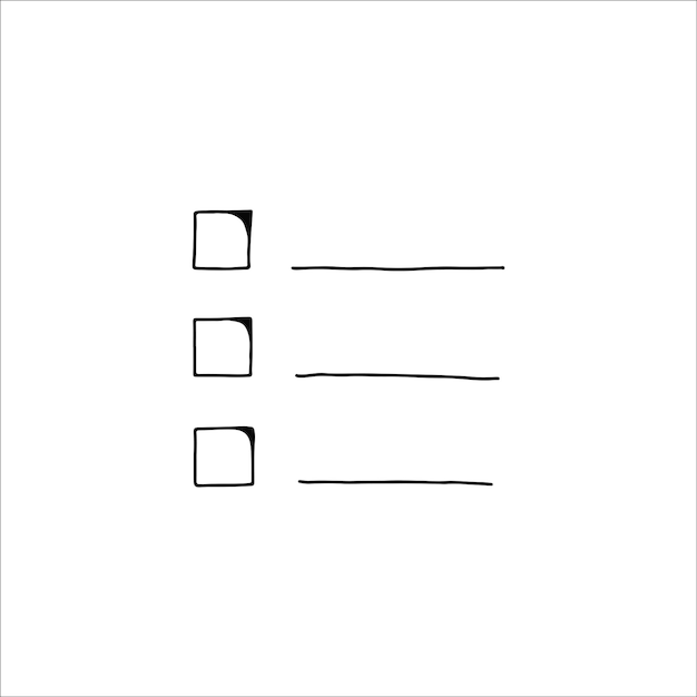 HandDrawn Checkboxes With Lines on a White Background Illustrating a List