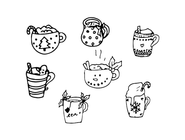 Handdrawn christmas doodles vector