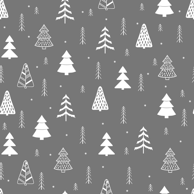 Handdrawn Christmas tree seamless pattern