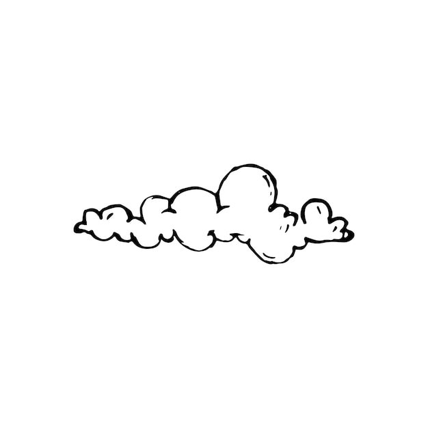 Icona di doodle disegnato a mano della nuvola. schizzo nero disegnato a mano. simbolo del segno. elemento decorativo. sfondo bianco. isolato. design piatto. illustrazione vettoriale.