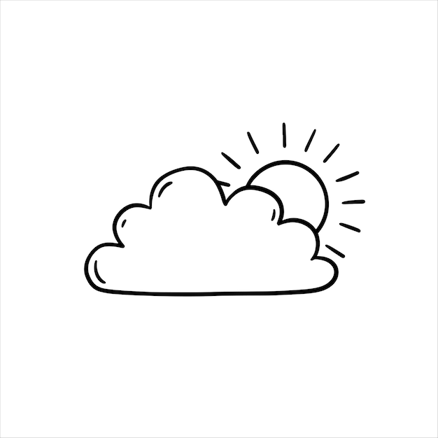 Handdrawn Cloudy weather doodle vector illustration