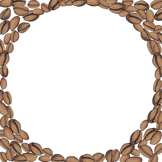 Vector handdrawn coffee beans and a place for your text on a white background