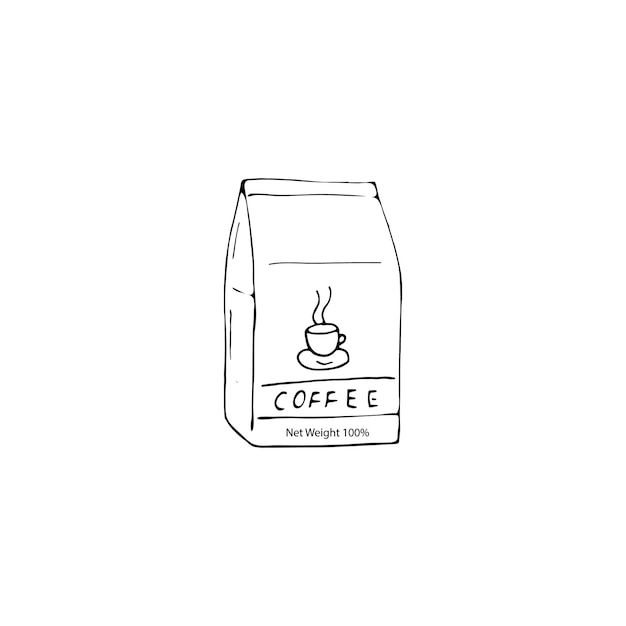 Illustrazione isolata del vettore dei chicchi di caffè disegnati a mano