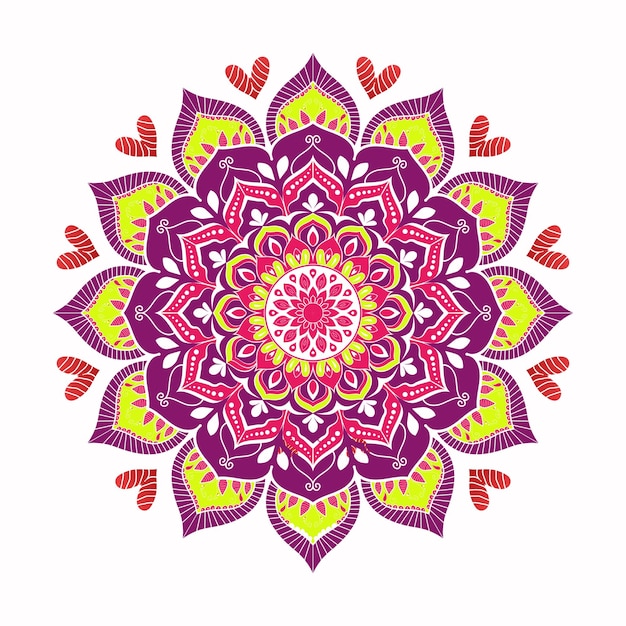 Handdrawn colorful mandala with tribal ornament ornamental colorful mandala design