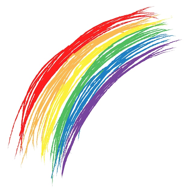 Handdrawn colorful rainbow in crude primitive style Simple vector illustration