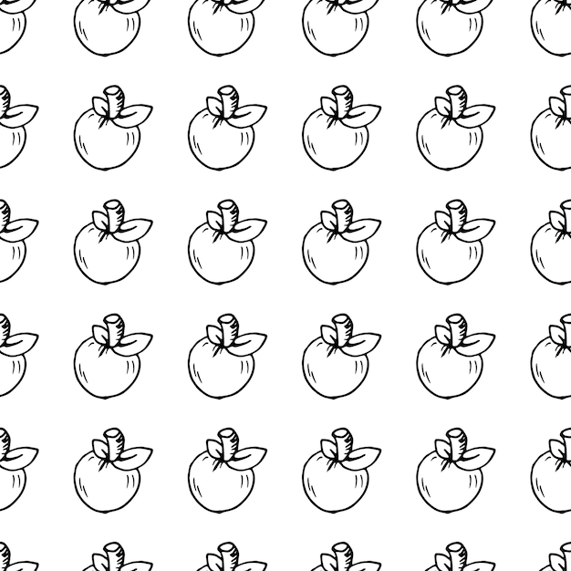 Icona della mela di doodle disegnato a mano. schizzo nero disegnato a mano. simbolo del segno. elemento decorativo. sfondo bianco. isolato. design piatto. illustrazione vettoriale.