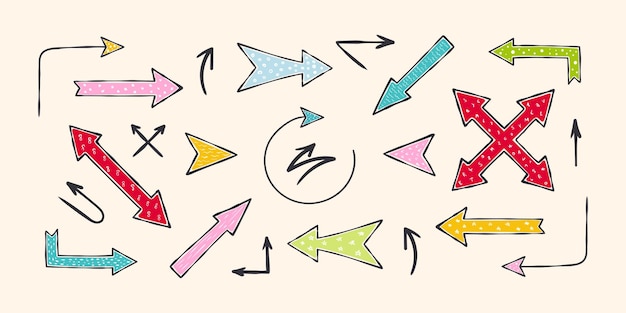 Handdrawn doodle arrows icons for design Casual doodles icons and objects Vector scalable graphics