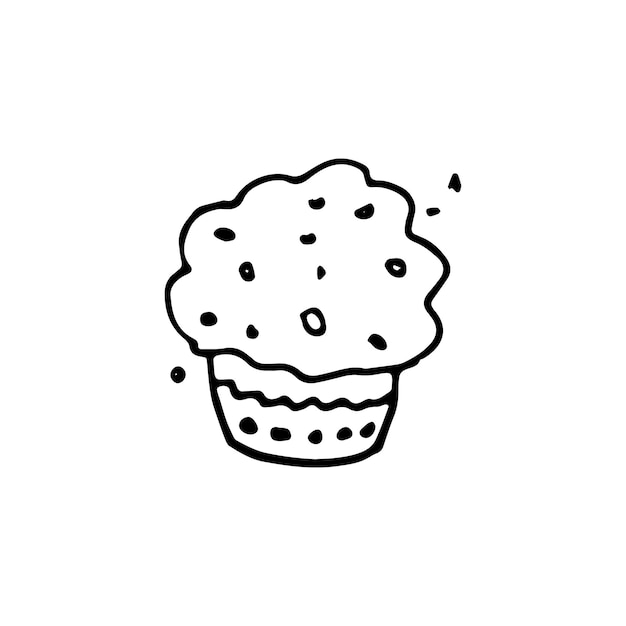 Handdrawn doodle cake icon. Hand drawn black sketch. Sign symbol. Decoration element. White background. Isolated. Flat design. Vector illustration.