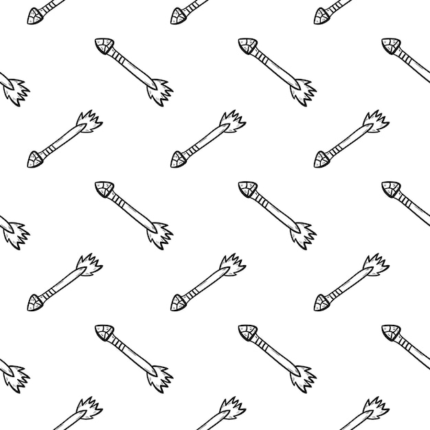 Handdrawn doodle seamless pattern arrow icon. Hand drawn black sketch. Sign symbol. Decoration element. White background. Isolated. Flat design. Vector illustration.