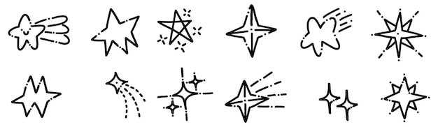 HandDrawn Doodle Stars and Sparkles Collection Abstract Vector Star Shapes for Design Project