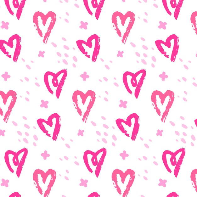 Vector handdrawn doodle style heart seamless pattern