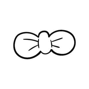 Icona di cravatta doodle disegnato a mano. schizzo nero disegnato a mano. simbolo del segno. elemento decorativo. sfondo bianco. isolato. design piatto. illustrazione vettoriale.