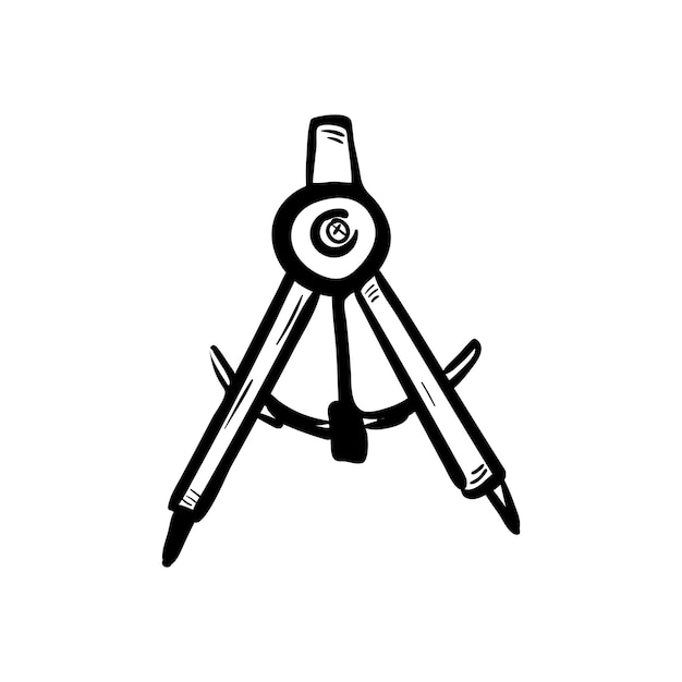 Handdrawn drawing compass doodle icon. hand drawn black sketch. sign symbol. decoration element. white background. isolated. flat design. vector illustration.