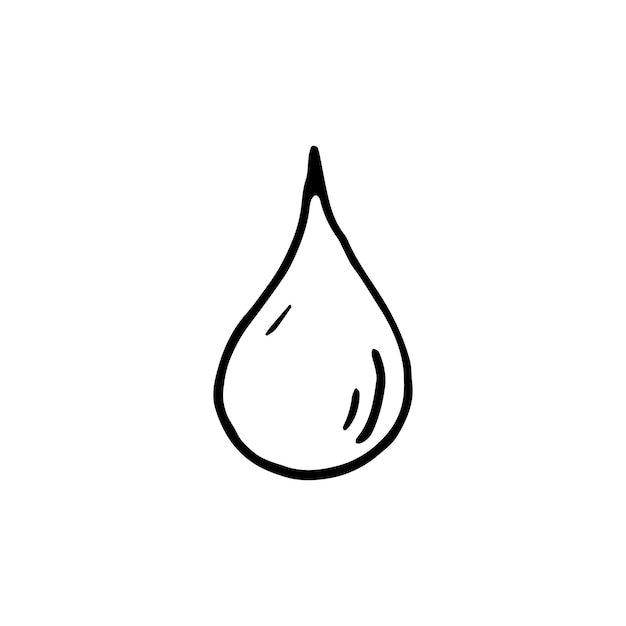 Handdrawn drop doodle icon. Hand drawn black sketch. Sign symbol. Decoration element. White background. Isolated. Flat design. Vector cartoon illustration.