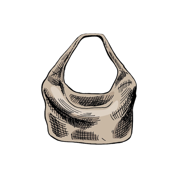 Vector handdrawn eco bag sketch ecological concept nature protection textile linen bag colored doodle