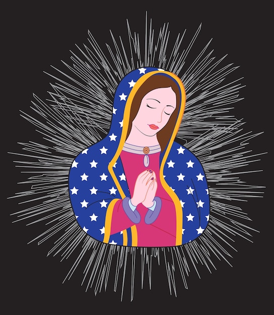 Handdrawn flat art illustrations design our lady in minimalist vector style