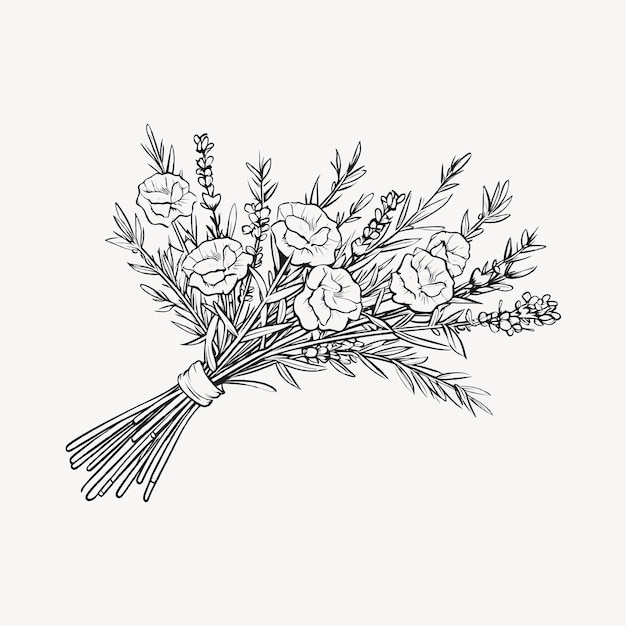 Vector handdrawn floral bouquet illustration