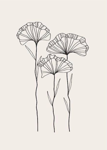 手描きの花の花のベクトルのファッショナブルなデザインのテンプレート