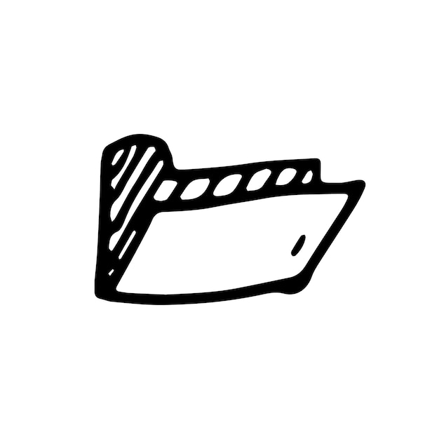 Icona di doodle di cartella disegnata a mano. schizzo nero disegnato a mano. simbolo del segno. elemento decorativo. sfondo bianco. isolato. design piatto. illustrazione del fumetto di vettore.