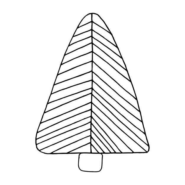 A handdrawn forest clipart Christmas tree Vector of doodles in one line