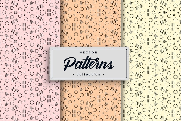 HandDrawn Geometric Simple Seamless Pattern Set collection of elegant patterns with clean lines and effortless continuity