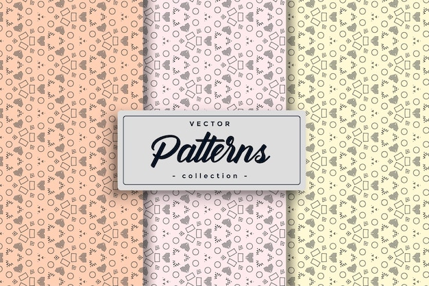 Vector handdrawn geometric simple seamless pattern set collection of elegant patterns with clean lines and effortless continuity