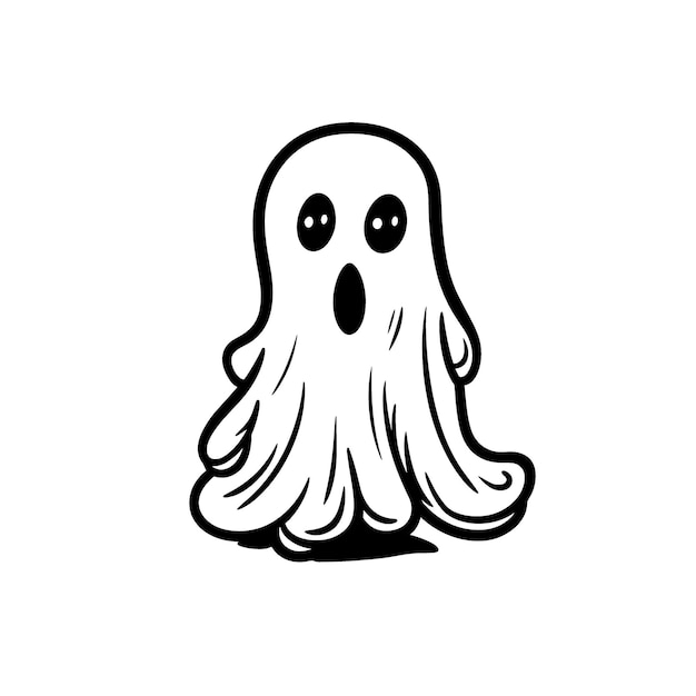 Handdrawn ghost doodle icon on white background