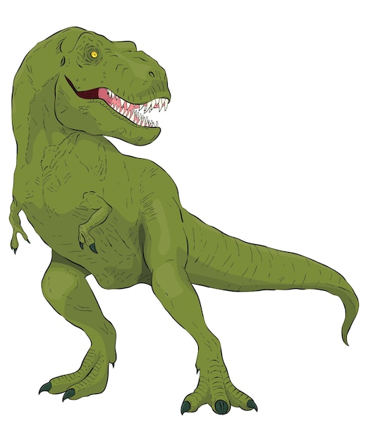 Handdrawn green trex vector illustration