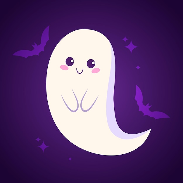 Handdrawn halloween cute ghost