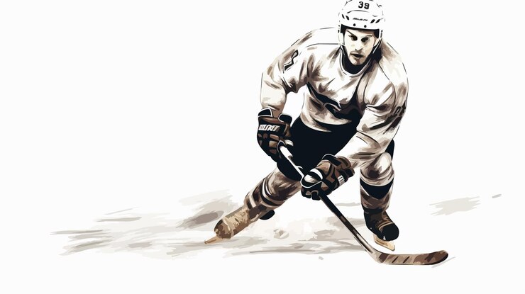 Vector handdrawn hockey player sketch vector for sports competitions
