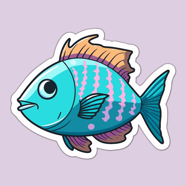 Handdrawn illustration of a fish with intricate patterns in bright colors