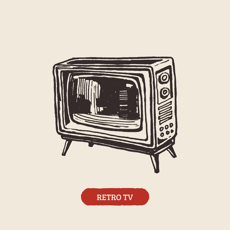 Vector handdrawn illustration of an old television