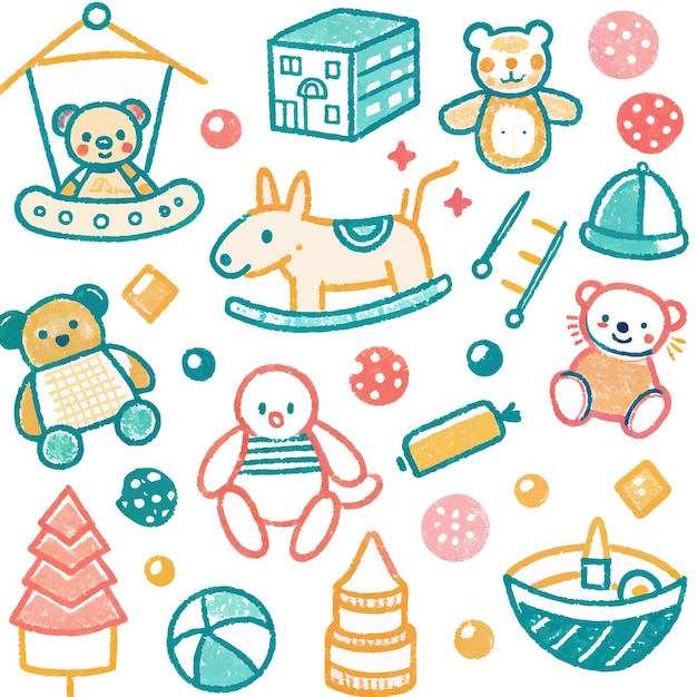 子供のためのおもちゃの手描きイラスト
