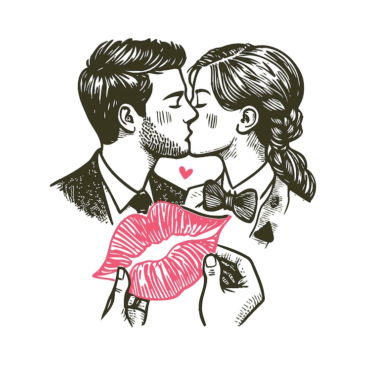 Vector handdrawn international kissing day vector illustration