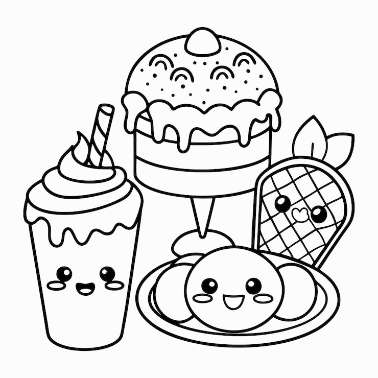 Vector カワイイの手描きカラーページイラスト